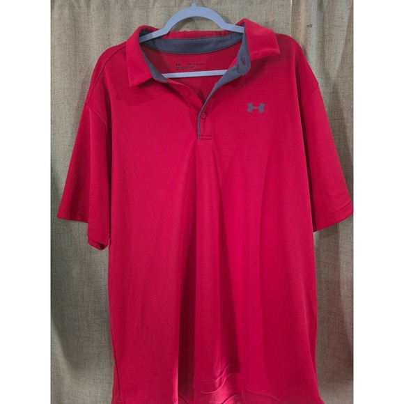 Under Armour Other - Under Armour HeatGear Mens 2XL Red Loose Fit Short Sleeve Golf Polo Shirt